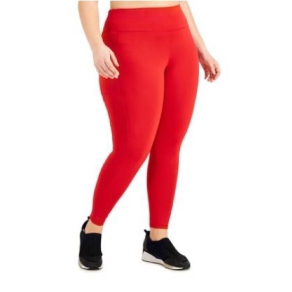 ID Ideology Women's Compression High-Waist
Side-Pocket 7/8 Length Leggings, Red - Picture 4 of 10
